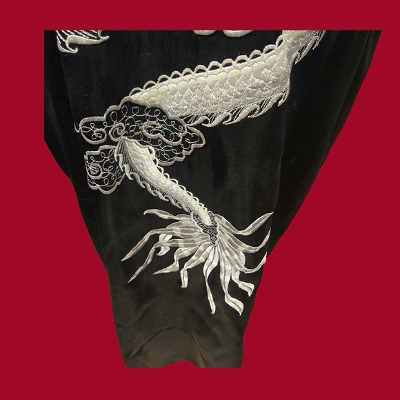 Vintage Embroidered Thai Dragon Kimono Robe Satin Full Length Unisex - Picture 10 of 12